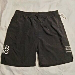 Lifted Research Group Mens LRG 100% Nylon Shorts Drawstring 5 Pockets Black XL